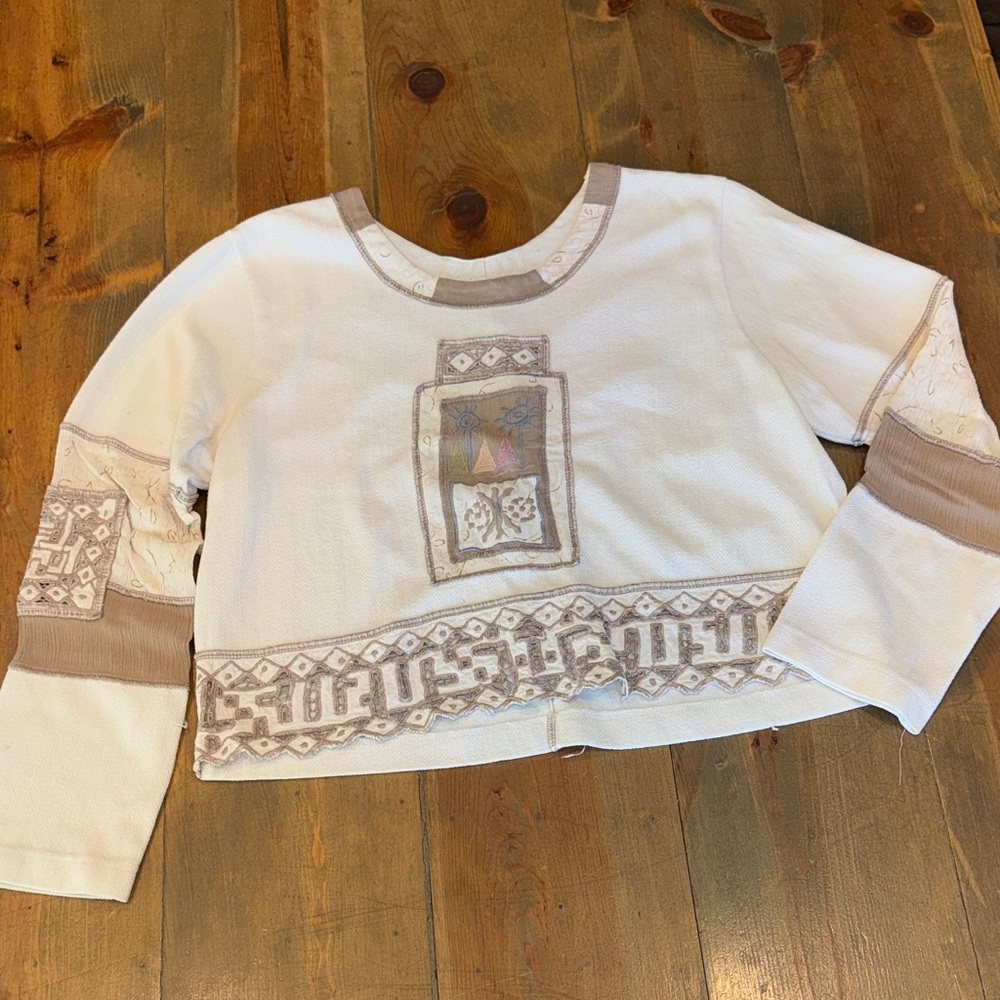 Women's Beige Patterned Long Sleeve Sweater